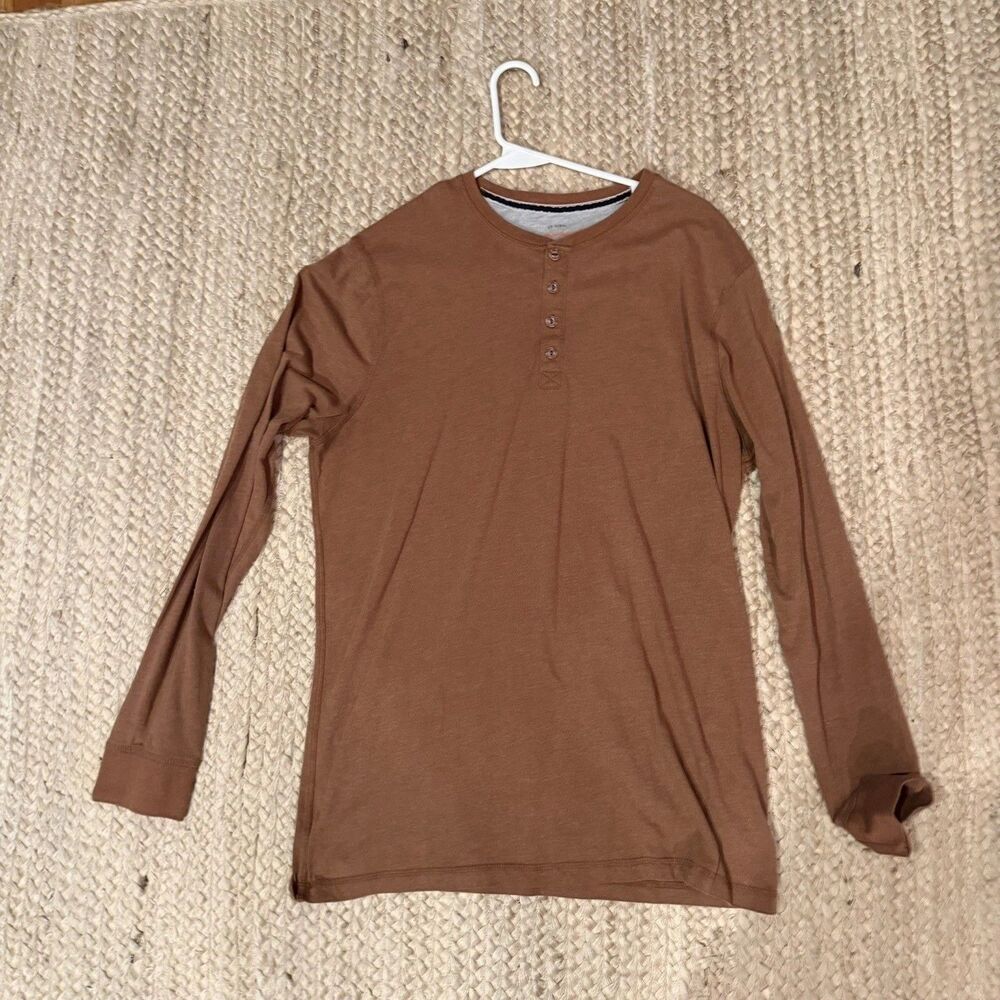Original Weatherproof Men’s Henley T-Shirt – Burnt Orange – Xl